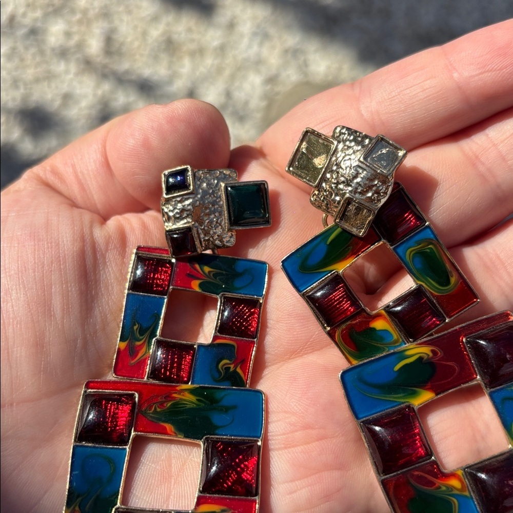 Zara Multicolored Squared Earrings - image 4